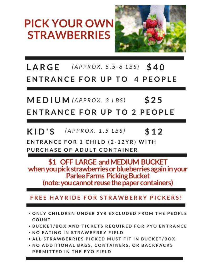 Parlee Farms Strawberry Picking Cost