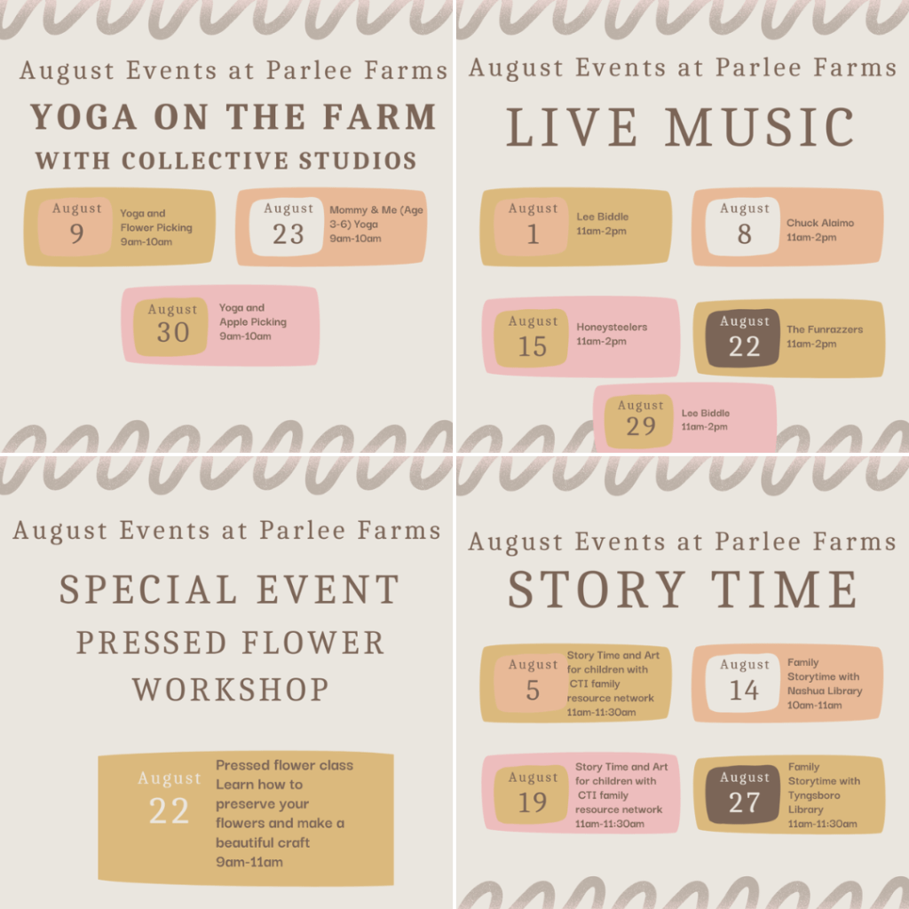 August Events at Parlee Farms, Tyngsboro MA