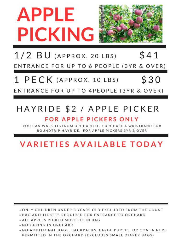 Pick Your Own Apple Weekend Pricing at Parlee Farms, Tyngsboro MA