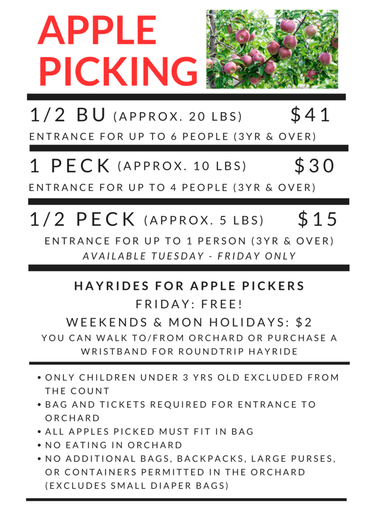 Apple Pick Your Own Pricing at Parlee Farms, Tyngsboro MA